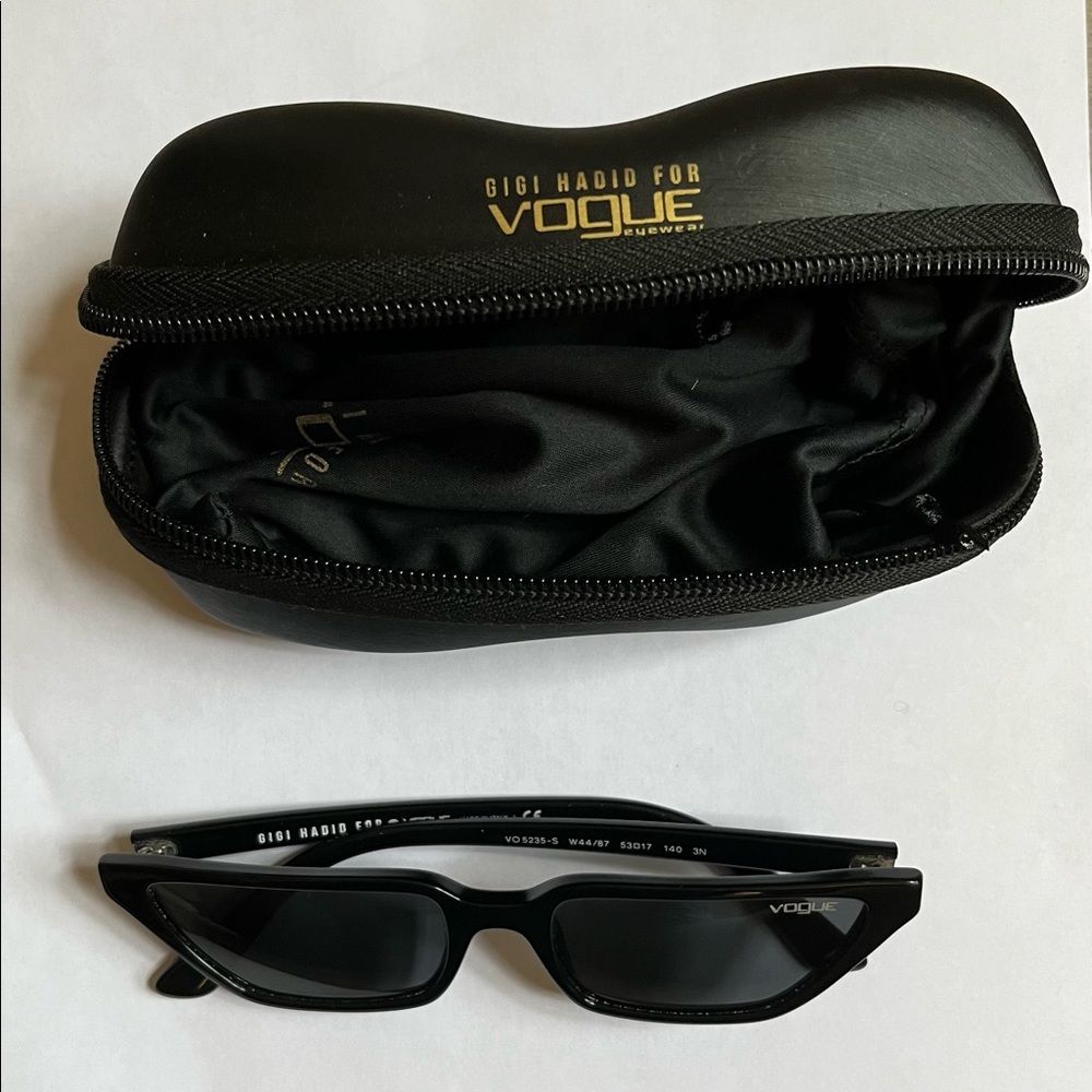 Gigi Hadid x Vogue Black cat eye sunglasses with original case and cloth